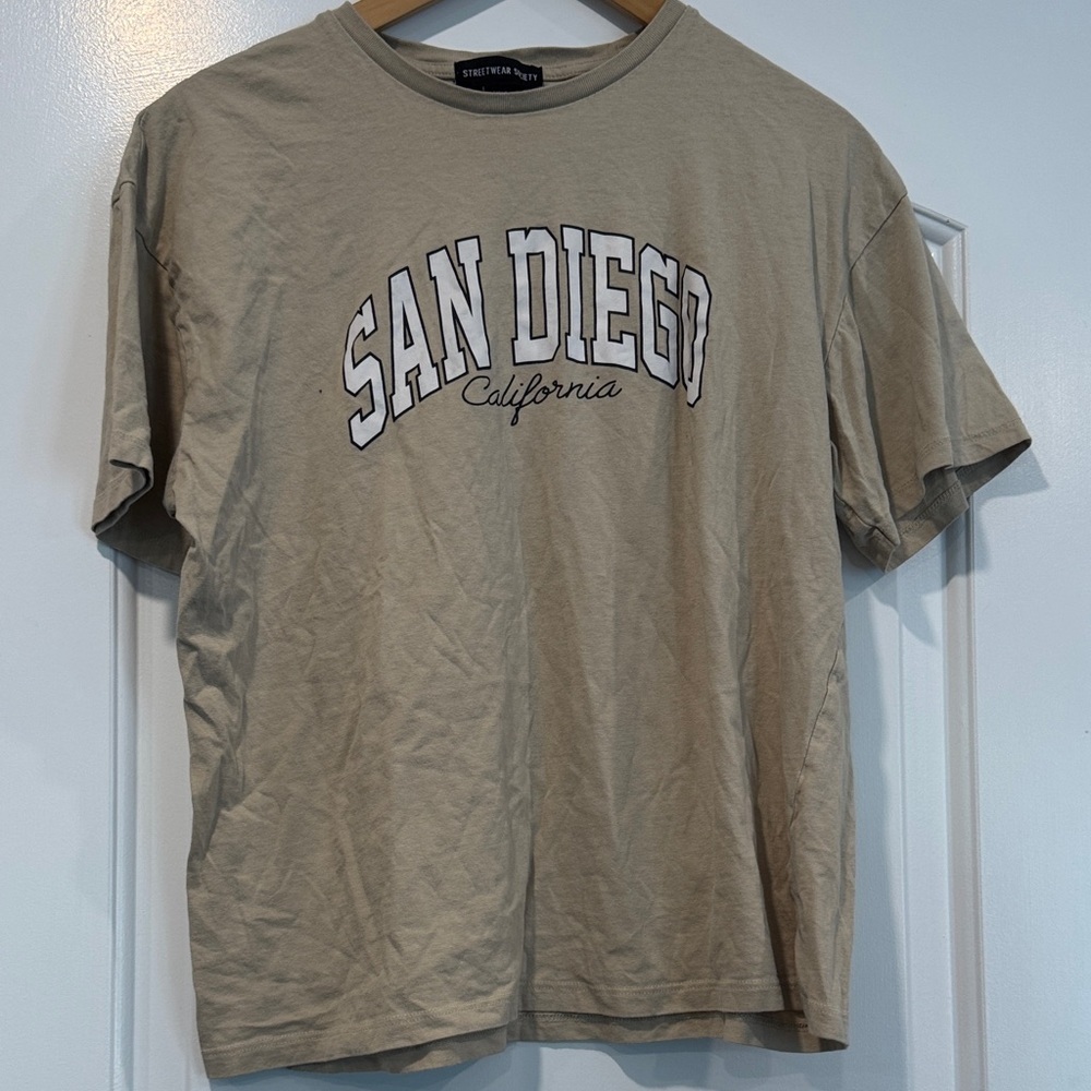 Streetwear Society Tan San Diego 100% Cotton Short Sleeve Tee Size Large